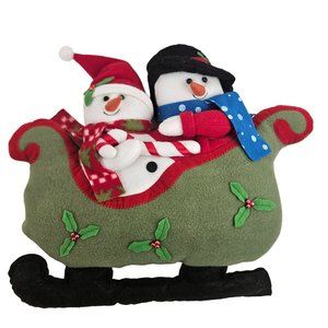 St Nicholas Square Plush Snowman Couple Sleigh Holly Candy Cane Christmas Decor